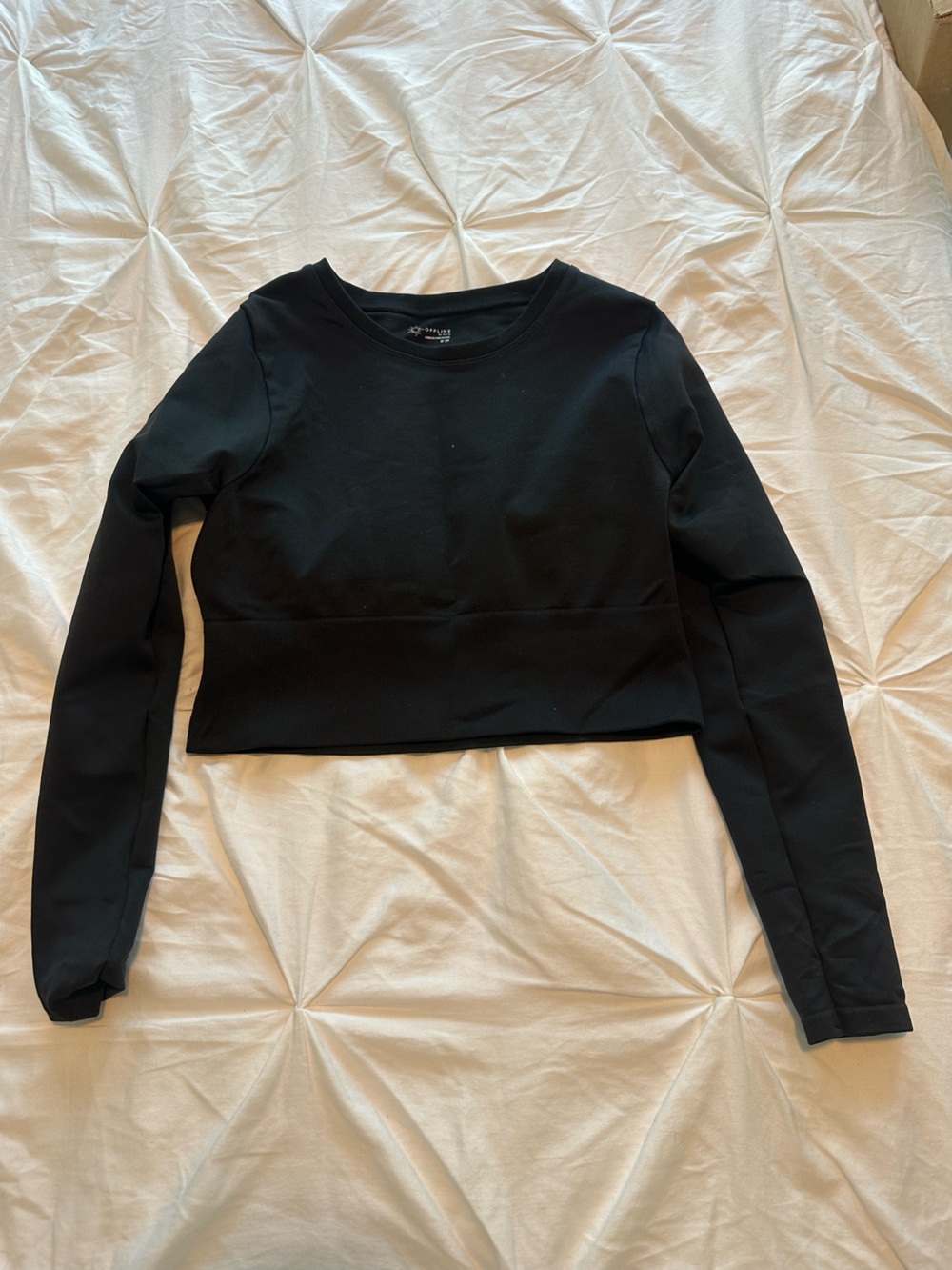 aerie Black Cropped Long-Sleeve Top